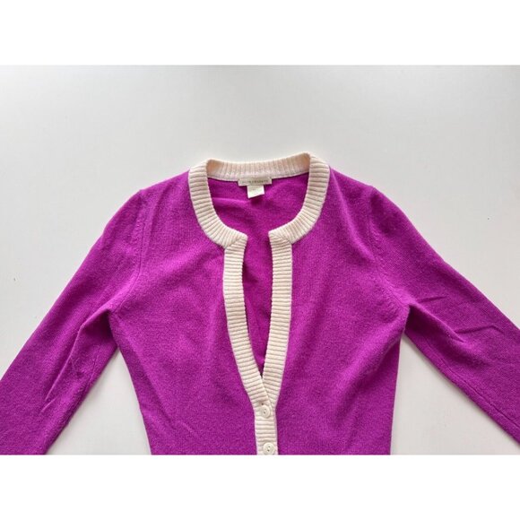 WHITE + WARREN Orchid Purple 100% Cashmere Deep V-Neck Cardigan Sweater, Size XS - Picture 6 of 14